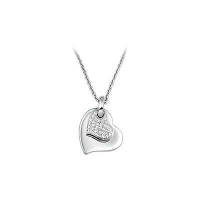 The Jewelry Collection Ketting Hart Zirkonia 1,3 mm 41 + 4 cm - Zilver