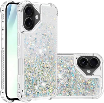 Coverup Hoesje - Geschikt voor iPhone 17 Hoesje - Coverup Liquid Glitter Back Cover - Zilver