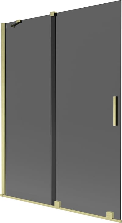 Mexen Velar badwand met 2 schuifbare deuren 130 x 150 , grafiet, geborsteld goud - 896-130-000-41-55