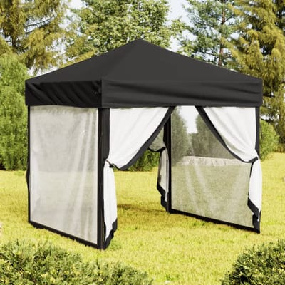 vidaXL - Partytent - inklapbaar - met - zijwanden - 2x2 - m - zwart