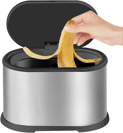 Kleine Keukencompostbak - Mini Prullenbak - Afval Scheiden - Geur Isolatie - 1.4 Liter - Zilver
