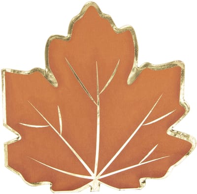 PARTYPRO - 16 oranje en gouden herfstblad papieren servetten