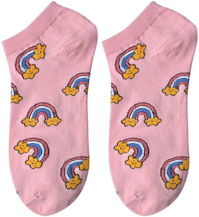 Clayre & Eef Grappige Sokken one size Roze Polyester Regenboog