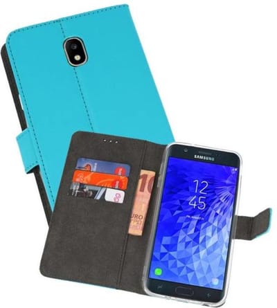 Booktype Telefoonhoesjes - Bookcase Hoesje - Wallet Case - Geschikt voor Samsung Galaxy J7 2018 - Blauw