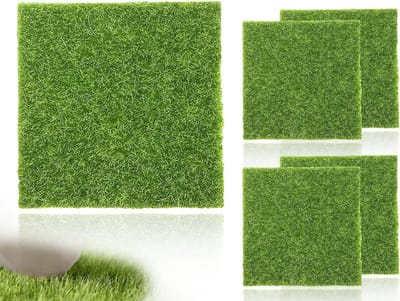 Kunstgras 4Pcs 6x6 Inch - Tapijt voor Miniatuurtuin Decoratie, Mos en DIY Versieringen voor Miniatuurobjecten en Mini Tuinen