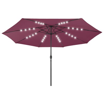 vidaXL - Parasol - met - LED-verlichting - 400 - cm - bordeauxrood