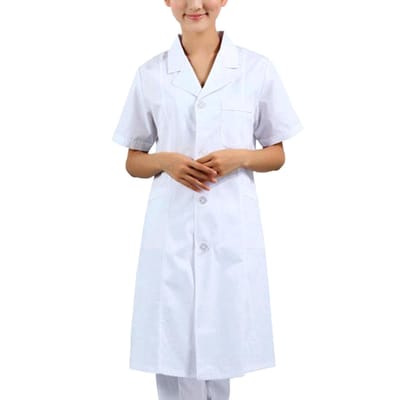 Vrouwen korte mouw witte scrubs labjas medisch dokter verpleegster uniform M wit