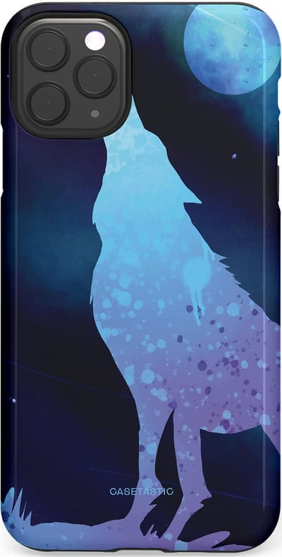 Casetastic Hoesje Geschikt voor Apple iPhone 11 Pro Max - Stijlvolle Beschermende Duo-layer Case - Blauwe Wolvennacht
