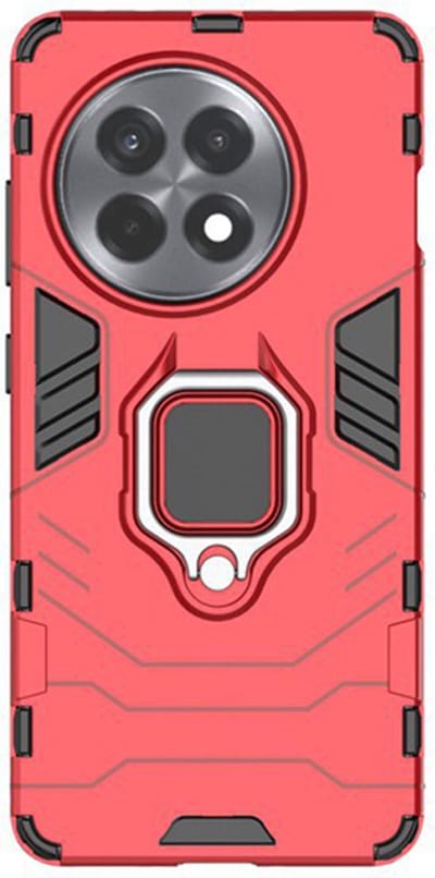 MobyDefend Hoesje - Geschikt voor OnePlus 13R - Dubbelgelaagde Pantsercase Met Standaard - Rood