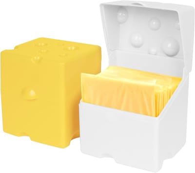 Allecto - Kaascontainer - Plakkaascontainer - Houdt kaas vers - Veelkleurig - Ruimtebesparend - Geschikt voor koelkast - 2 stuks