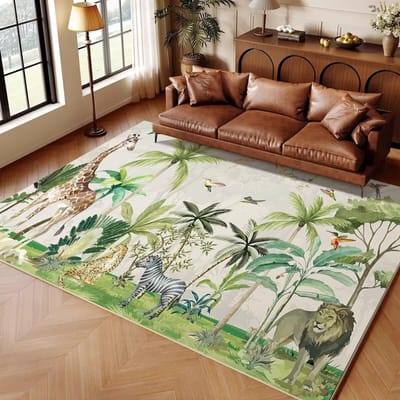 jungle Dier Cartoon Kind Tapijt Vloerkleed voor Huis Woonkamer Slaapkamer Bank Deurmat Decor Speelgebied Vloerkleed Scandinavisch Antislip Vloermat 200*250cm