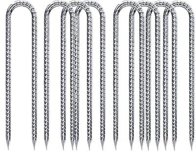 Grondanker-haringen, 10 stuks, verzinkt, trampoline, outdoor, grondanker, 30 cm, U-vorm, grondnagels, heavy duty, voor zekering, luifels, trampolines, kippenhok