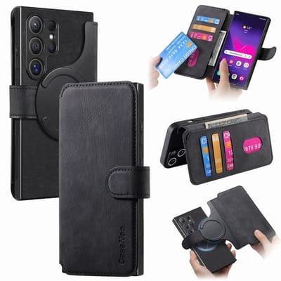 CaseNeo Hoesje - Geschikt voor Samsung Galaxy S25 Ultra Hoesje - CaseNeo 2-in-1 Book Case & Back Cover - Zwart