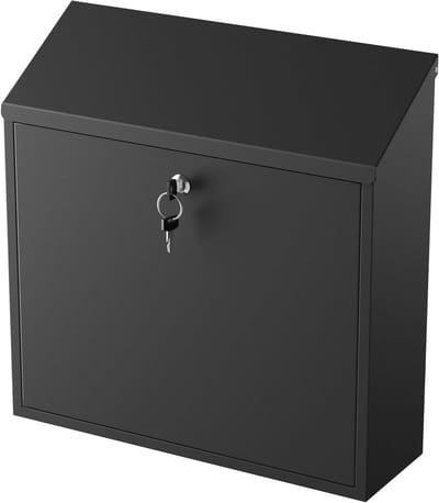 Wand Brievenbus - Postbak Metaal - Post Veilig Ontvangen - Inclusief Sluiting - Ruim Slot - Zwart