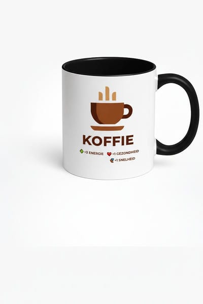 Koffie Mok: +3 Energie, +1 Gezondheid, +1 Snelheid - Unieke Gamer Mok