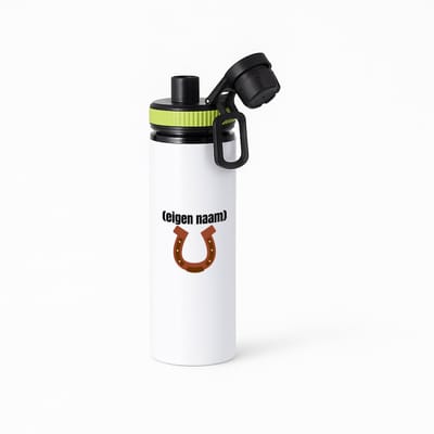 Hacebo® - paarden hoefijzer met eigen naam waterfles met draaidop groen - Paarden - paarden liefhebbers - iemand die houdt van paarden - verjaardag - cadeau - kado - water fles - 850ML