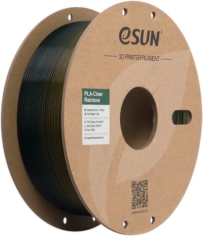 eSun PLA-Clear Rainbow Transparante Geel/Groen/Blauw / Translucent Yellow/Green/Blue - 1 kg - 1.75 mm - 3D printer en 3D pen filament