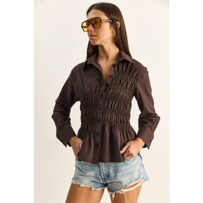 Dames Regular-Fit Katoenmix Poplin Overhemd