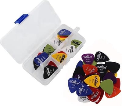 Okado Gitaar Plectrum Set 60-delig – Picks in Diverse Diktes 0,58 t/m 1,50 mm – Inclusief Opbergdoosje met Compartimenten – ABS Plectrums voor Elektrische en Akoestische Gitaar