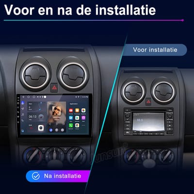JUNSUN Andriod 15 Autoradio - Geschikt voor Nissan Qashqai 1 J10 2006-2013, - 2+64 GB - Draadloos Carplay & Android Auto - Originele 360-gradencamera - Quad-Core & GPS Navi & Stuurwielbediening & Bluetooth & Wifi & Handsfree-systeem & FM & EQ