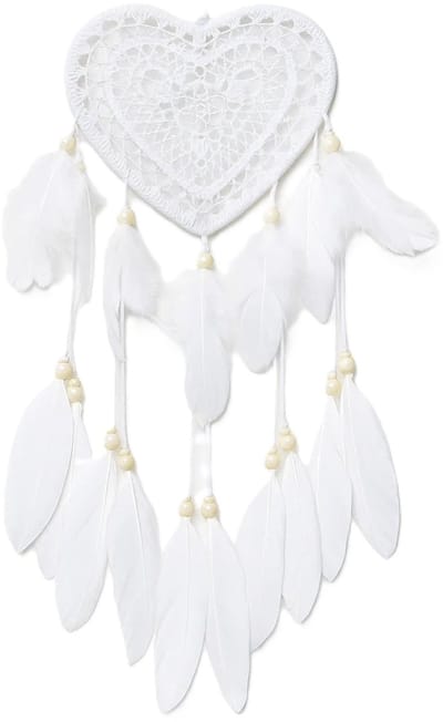 Handgemaakte Dromen Vanger I Dream Catcher XXL I Grote Handgemaakte Dromen Vanger I Dream Catcher - Dream Catcher Groot I Droomvanger Hart I Met Veren I Wit