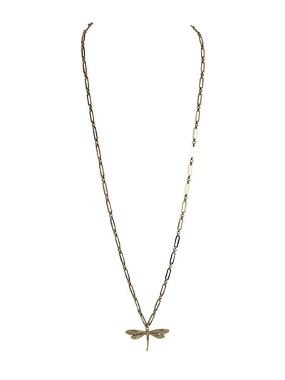 FlowJewels - lange schakelketting - libelle - stainless steel - goud