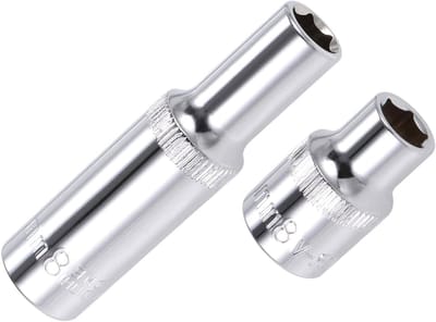 6-Punts Dopsleutel 3/8" Aandrijving 8mm Diep, Chroom Geplateerd CR-V voor Auto Reparatie en Gereedschap Gebruik