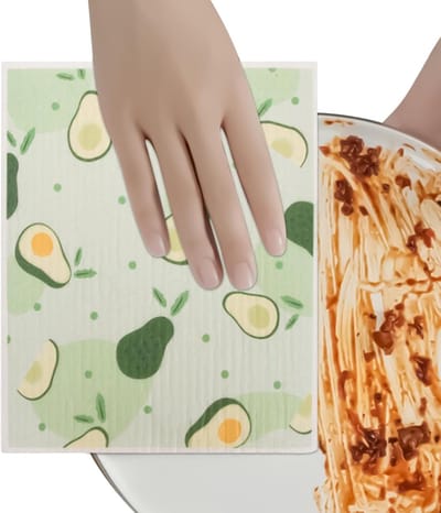 Afwasdoeken Houtpulp - Keukendoeken Vaatdoeken - Keuken Schoonmaken - Honingraatstructuur Absorberend - 18.2x18.2 cm - Avocado