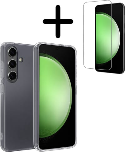 Hoesje Met Screenprotector - Geschikt voor Samsung Galaxy S23 FE - Sterk & Shockproof - Back Cover - Siliconen Case - Telefoon Hoes - Transparant