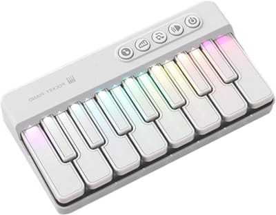 Muziektoetsenbord Kinderen - Elektronische Piano - Muziek Leren - Knipperende LED Lampjes - 15.2 x 8.2 x 3 cm - Wit