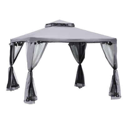 Paviljoen - Tuinpaviljoen - Partytent - Buitentent - Easy up partytent - 3x3m, met wanden, wind,UV-bescherming 50+- en waterbestendig - Polyester - 294×294×265 cm - Voor tuinfeesten, evenementen en terrassen - Antracietgrijs