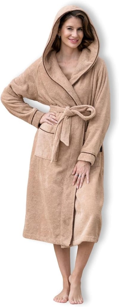 Luxe Dames Badjas met Capuchon - Extra Zacht Katoen Frotté - Lange Sauna Kamerjas