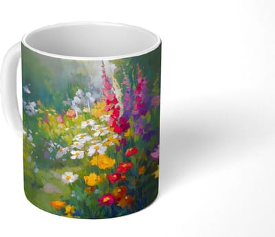 Mok - Koffiemok - Zomertuin - Sfeervol - Bloemen - Mokken - 350 ML - Beker - Koffiemokken - Theemok