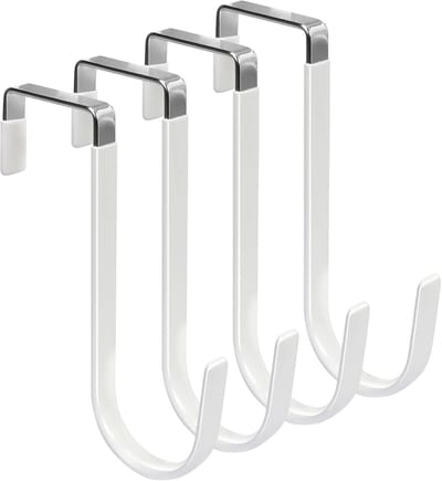 Over de deur - hangerhaken - met rubberen anti-krassen -ophanghaken - RVS Deurhaak Set - 4-pack -wit