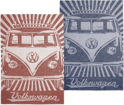 BRISA VW Collection - Volkswagen Bulli T1 bus theedoek, set van 2 keukendoeken, droogdoeken, wasbaar op 60 graden, duurzaam, pluisvrij, Öko-TEX 100, 70 x 50 cm, 60% linnen 40% katoen