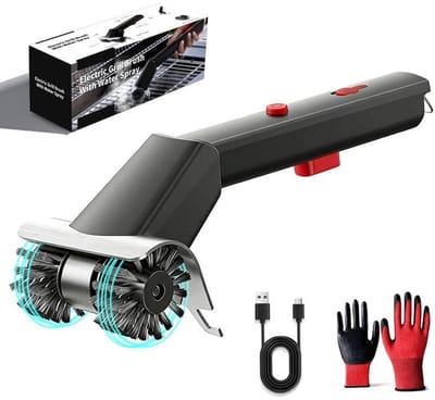 KZQ Elektrische BBQ-borstel - Draadloze BBQ-borstel - Oplaadbare reinigingsborstel - Met LED-verlichting en watersproeifunctie - Dubbele snelheidsregeling - 2600 mAh - Geschikt voor picknicks, barbecues en schoonmaakwerkzaamheden in de buitenlucht.