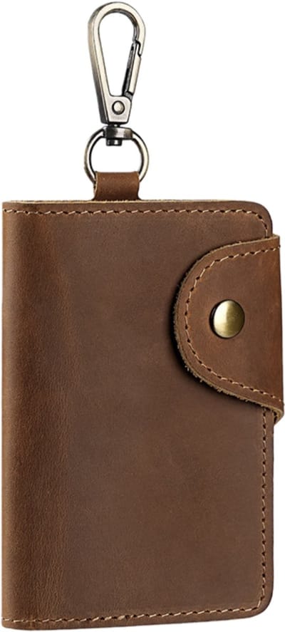 Echt lederen multifunctioneel sleuteletui voor heren - Sleuteletui voor aan de taille - Eenvoudig model met ritssluiting - 11*7,3*1,8 cm - Bruin - 1 stuk