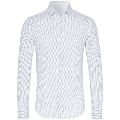 Desoto Overhemd Dotted Pattern Wit-Blauw / male