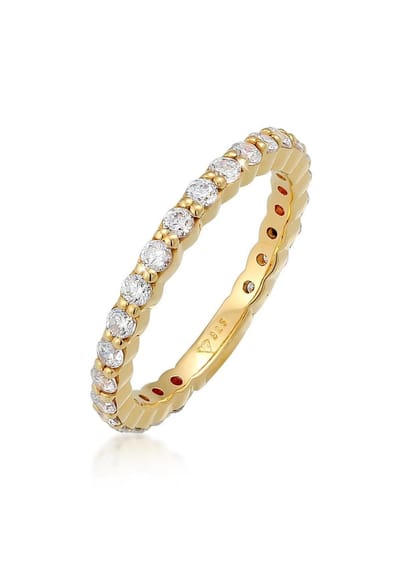 Elli - Ring - Dames Band Memoire Fonkelend met Zirkonia Kristallen in 925 Sterling Zilver - Dames