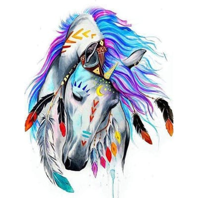 Peinture diamant «cheval coloré» 5D à faire soi-même, broderie faite à la main, art, point de croix, mosaïque, décor, cadeau 20X30CM blue