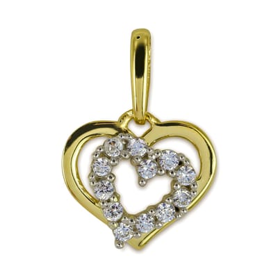New Bling 9NBSAM-G210485 Gouden Hanger - Dames - Hartje - Zirkonia - 7,9 x 8,6 mm - 14 Karaat - Goud