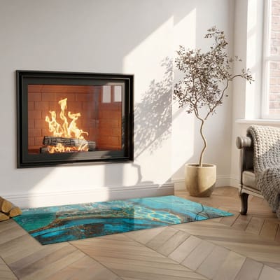 Coloray Vloerplaat Houtkachel - Plaat voor Onder Kachel - 125 cm x 50 cm - Kachel Vloerplaat - Turkoois Vloerplaat Kachel - Onderplaat Voor Houtkachel - Vloerplaat Openhaard - Houtkachel Accessoires - Verwarmingsaccessoires