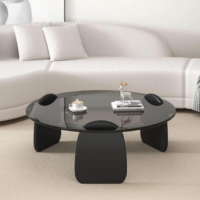 Ronde salontafel - Glazen tafel - Woonkamer decoratie - Gehard glas blad - 90 cm - Transparant