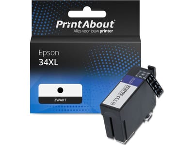 PrintAbout huismerk Inktcartridge 34XL (C13T34714010) Zwart Hoge capaciteit Geschikt voor Epson