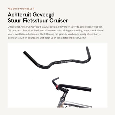 Dailygoods- Toerfietsstuur Hoogwaardige Aluminiumlegering - Stuur 25,4mm - Retro/Vintage - Comfortabel - Duurzaam - Zwart Zandstraalproces - Fietsstuur