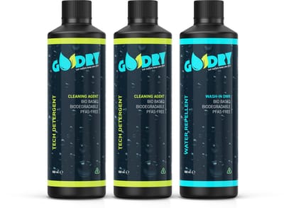 GoDry® Tech Detergent (2x) & Wash-In - wasmiddel sportkleding/ wasmiddel skikleding & impregneermiddel - 2 * 500ml & 500ml