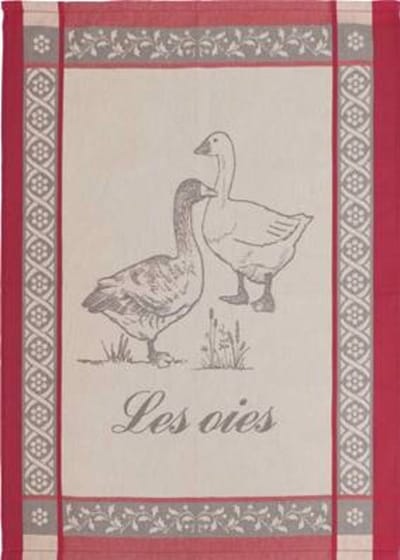 Theedoek les Oies rouge - Keukendoek - Set van 2 theedoeken