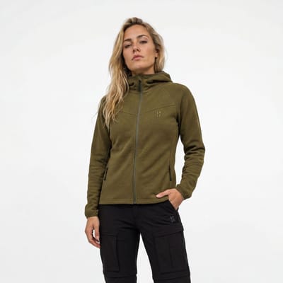 Poederbaas Outdoor Vest Dames Merinowol - Warm & Ademend - Wandelvest & outdoor activiteiten - Olive Green - Maat XS
