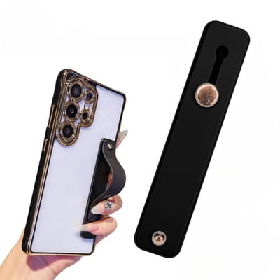 Telefoon grip band - Vingerlus houder voor smartphone – Telefoonbutton - Ringhouder - Opplakbare telefoonhouder - Zwart - LOUZIR