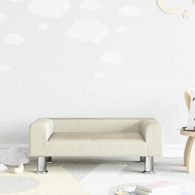 vidaXL - Kinderbank - 70x45x26,5 - cm - fluweel - crèmekleurig
